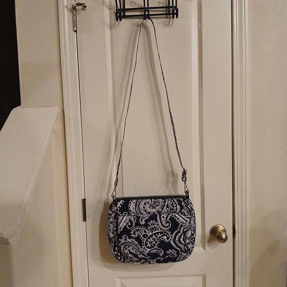 Vera Bradley Navy and White Paisley Crossbody Bag Adjustable Strap - Picture 8 of 8